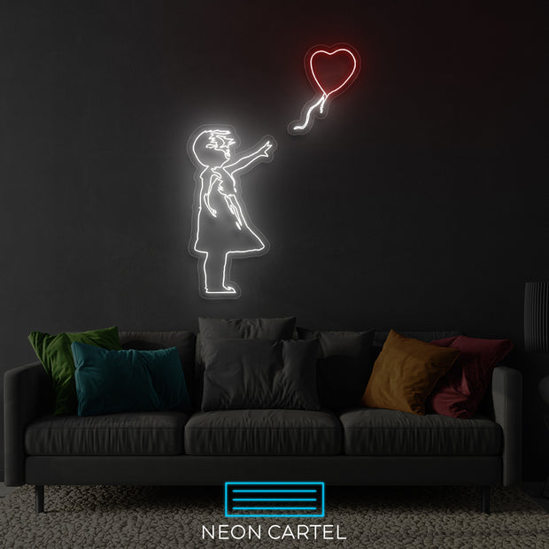 Banksy Girl with Balloon Neon Led Sign