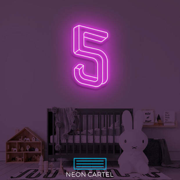 Number Five Neon LED Sign