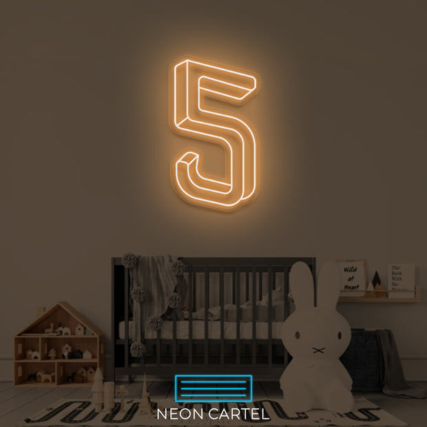 Number Five Neon LED Sign