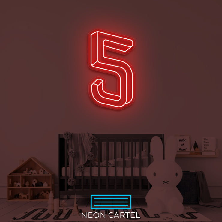 Number Five Neon LED Sign