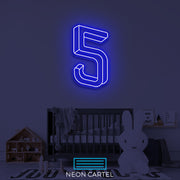 Number Five Neon LED Sign