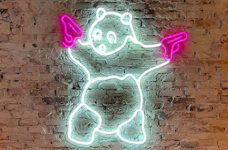 Banksy Panda with Guns Neon LED Sign