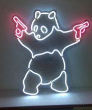 Banksy Panda with Guns Neon LED Sign