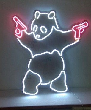 Banksy Panda with Guns Neon LED Sign