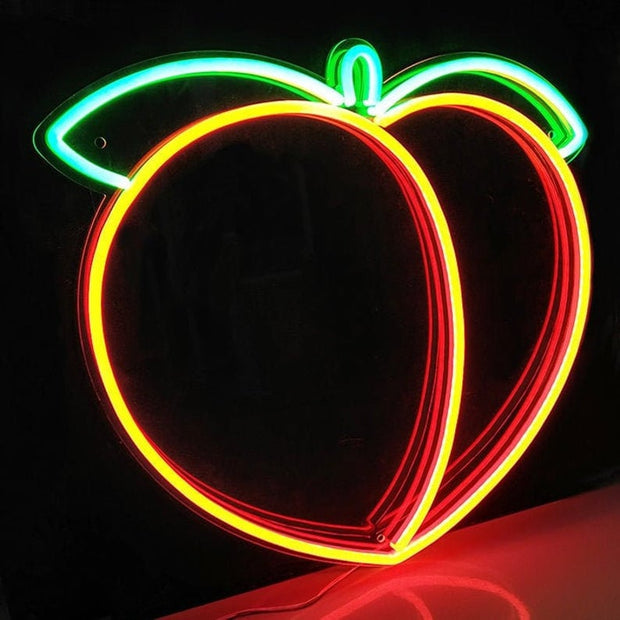 Peach Emoticon Neon LED Sign