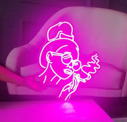 Smoking Girl Sunglasses 80s Hipster Neon LED Sign