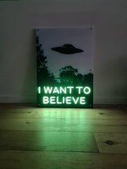 I Want To Believe UFO Neon LED Sign