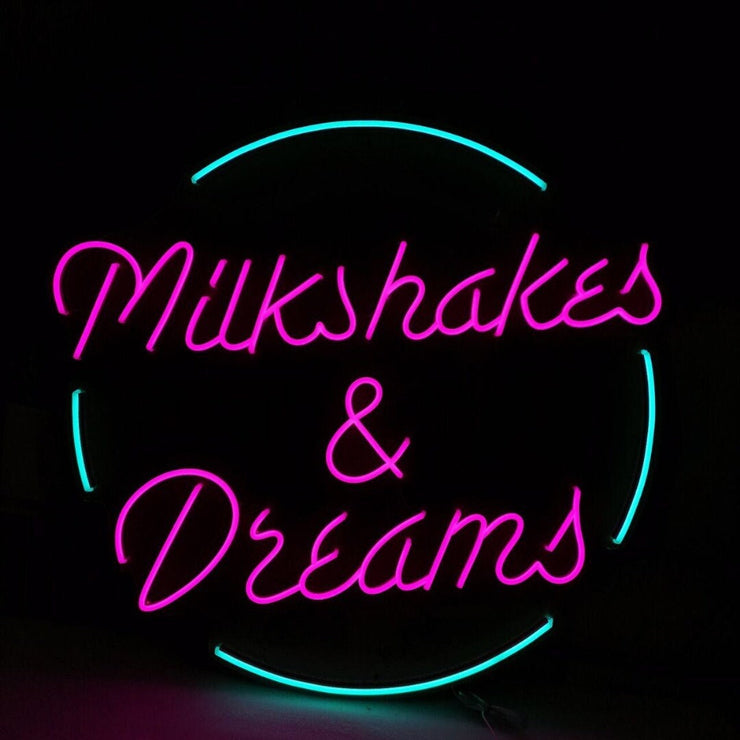 Milkshakes & Dreams Neon Sign Light, Led Neon Sign Light, Café Neon Sign Light, Bars Neon Light, Illuminated Neon Lights Wall Decor