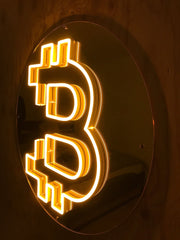 Bitcoin Round Mirror Neon LED Sign