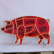 Pig Neon Sign, The Butcher Meat Cuts Neon LED Sign