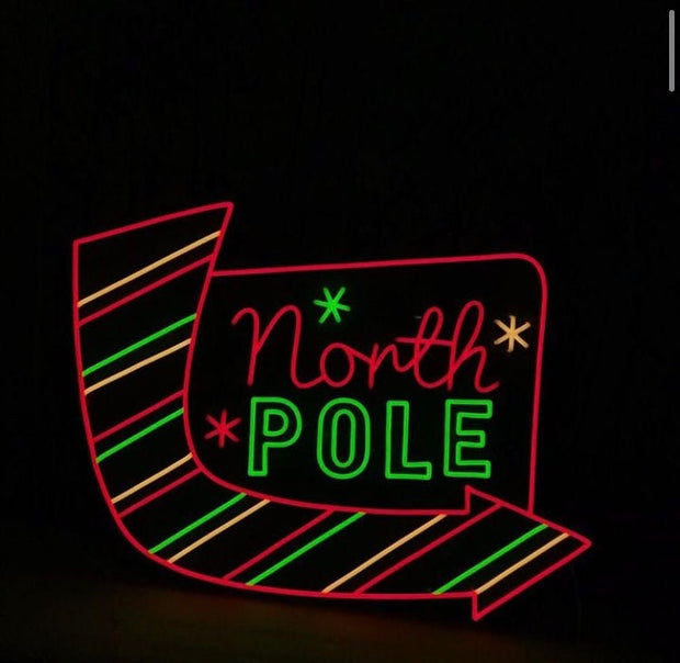 North Pole Christmas Neon LED Sign