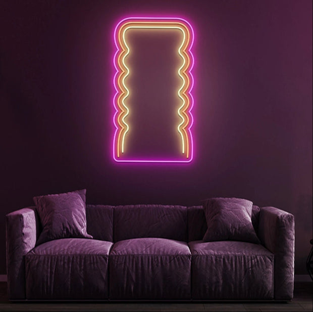 Wavy Neon Mirror, Custom Mirror Neon LED Sign