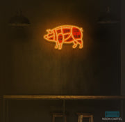 Pig Neon Sign, The Butcher Meat Cuts Neon LED Sign