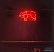 Pig Neon Sign, The Butcher Meat Cuts Neon LED Sign