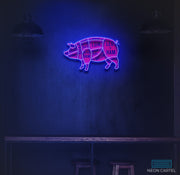 Pig Neon Sign, The Butcher Meat Cuts Neon LED Sign