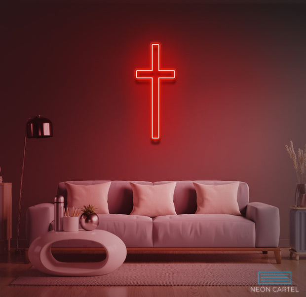 Cross Neon Sign Led Light, Cross Neon Light, Cross LED Light, Cross Handmade Art Led Light, Cross illustration Room Decor Light