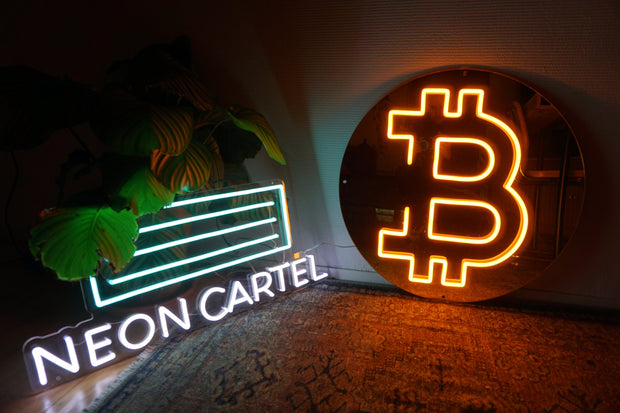 Bitcoin Round Mirror Neon LED Sign