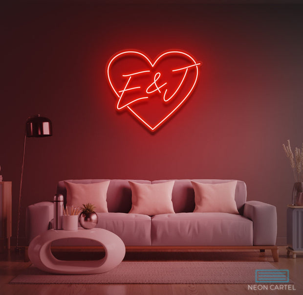 Love Initials Neon LED Sign