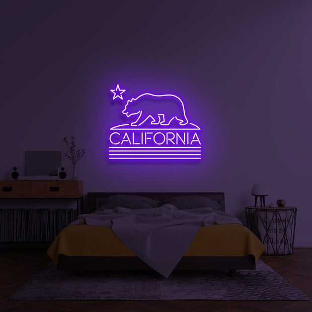 California State Republic Neon Flag Neon Art Sign Light Lamp Illuminate Shop Office Living Room Interior Design