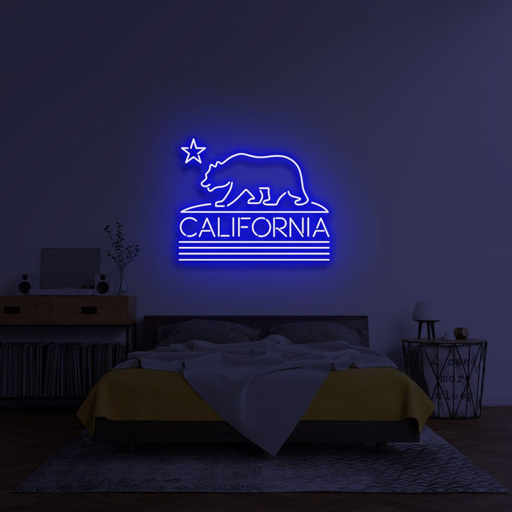 California State Republic Neon Flag Neon Art Sign Light Lamp Illuminate Shop Office Living Room Interior Design