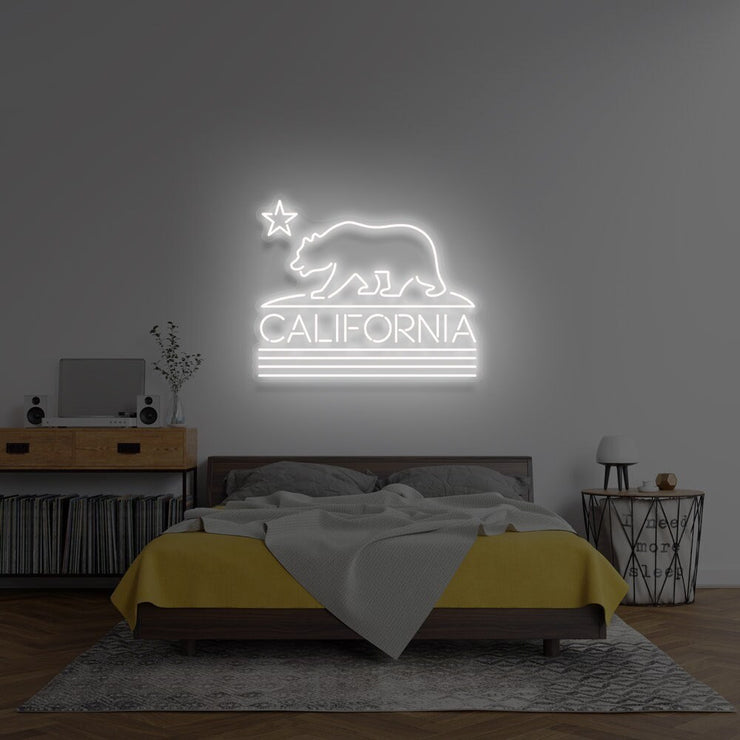 California State Republic Neon Flag Neon Art Sign Light Lamp Illuminate Shop Office Living Room Interior Design