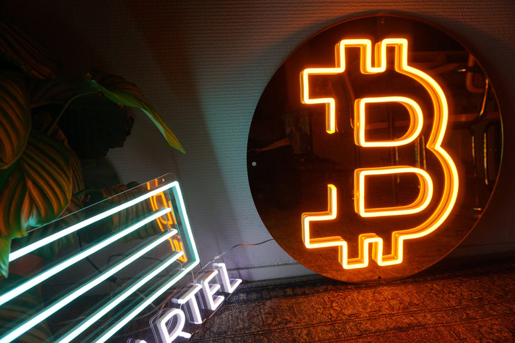 Bitcoin Round Mirror Neon LED Sign