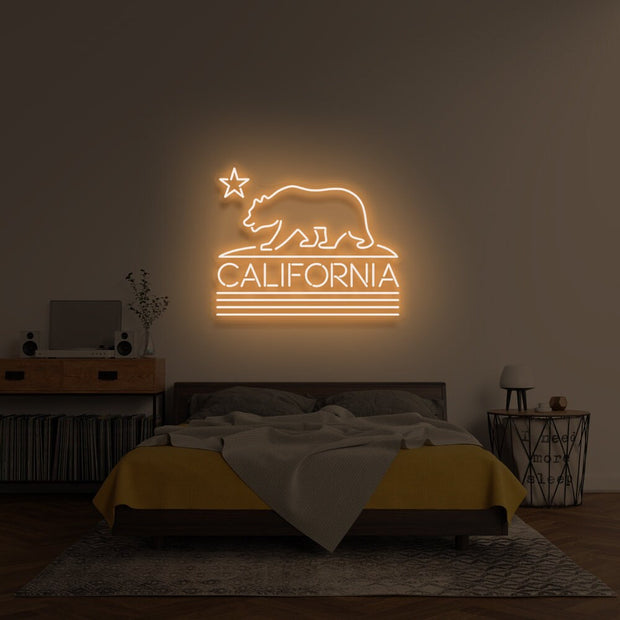 California State Republic Neon Flag Neon Art Sign Light Lamp Illuminate Shop Office Living Room Interior Design