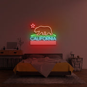 California State Republic Neon Flag Neon Art Sign Light Lamp Illuminate Shop Office Living Room Interior Design