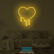 Dripping Heart Neon Led Sign, Dripping Heart  Sign Neon Light, Dripping Heart Neon Room Light, Heart Art Neon Light, Unique Decor Neon Light