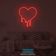 Dripping Heart Neon Led Sign, Dripping Heart  Sign Neon Light, Dripping Heart Neon Room Light, Heart Art Neon Light, Unique Decor Neon Light