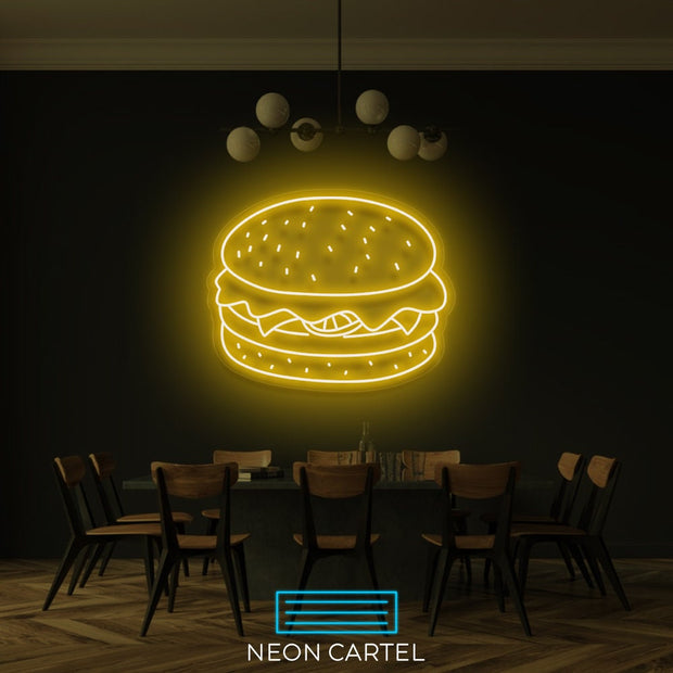 Hamburger LED Neon Sign, Burger Meat Led Neon Light, Butchery BBQ Showroom Neon Shop Art, Food Truck Wall Decor, American cuisine Neon Led