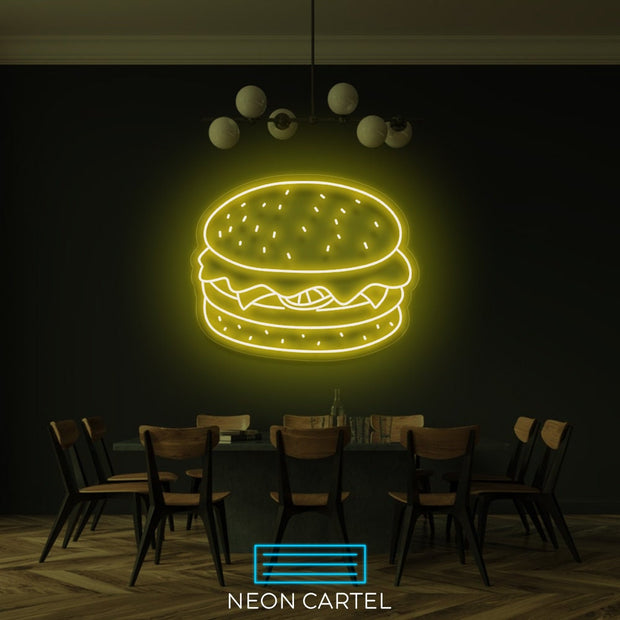 Hamburger LED Neon Sign, Burger Meat Led Neon Light, Butchery BBQ Showroom Neon Shop Art, Food Truck Wall Decor, American cuisine Neon Led