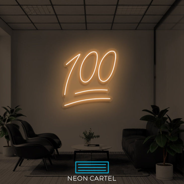 100 Sign Neon Light, Led Neon Sign Light, Illuminated 100 Sign Neon Light, Custom Sign Neon Light, Café Restaurant Neon Sign Wall Décor