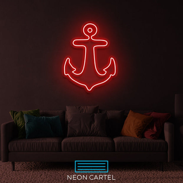 Anchor Sign Neon Light, Anchor Neon LED Light, Boat Anchor Neon Light, Neon Wall Mount Sign, Illuminated Anchor Sign Room Wall Neon Décor