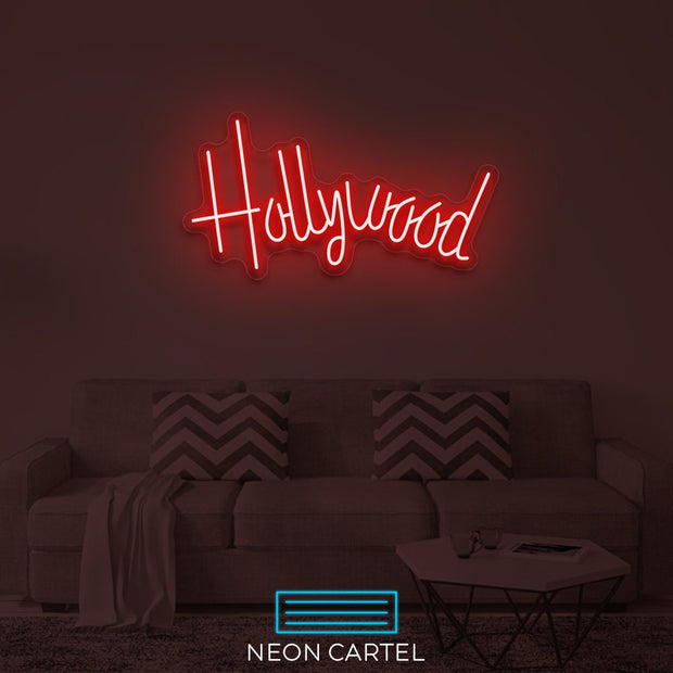 Hollywood Neon Sign, Hollywood Art Sign Light, LED Neon Sign Light, Los Angeles Hollywood Illuminated Neon Sign, Café Flex Neon Sign Light