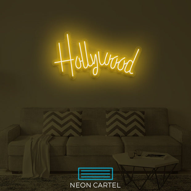 Hollywood Neon Sign, Hollywood Art Sign Light, LED Neon Sign Light, Los Angeles Hollywood Illuminated Neon Sign, Café Flex Neon Sign Light