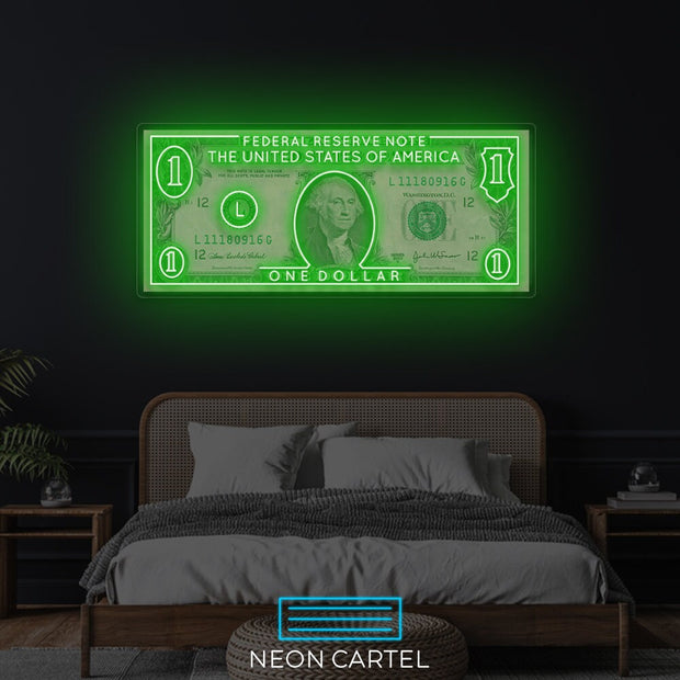 Dollar Bill Hustle Neon LED Sign