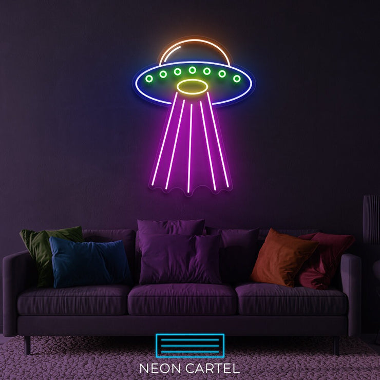 Spaceship Neon Art Sign Light Lamp Illuminate Shop Office Living Room Interior Design Custom