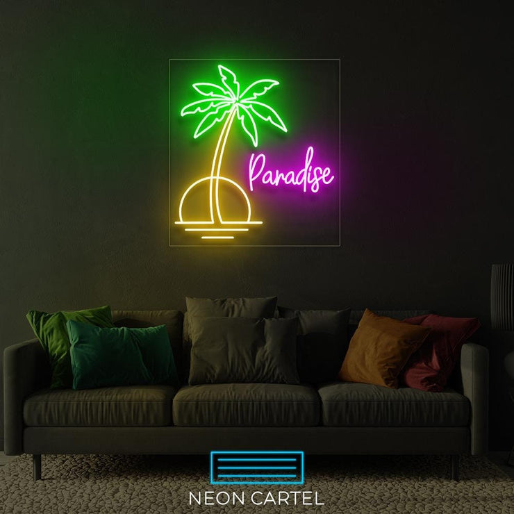 Paradise Palmtree Neon Led light, Beach Sign Neon Light, Beach Neon Room Light, Palmtree Neon Light, Paradise Unique Decor Neon Light