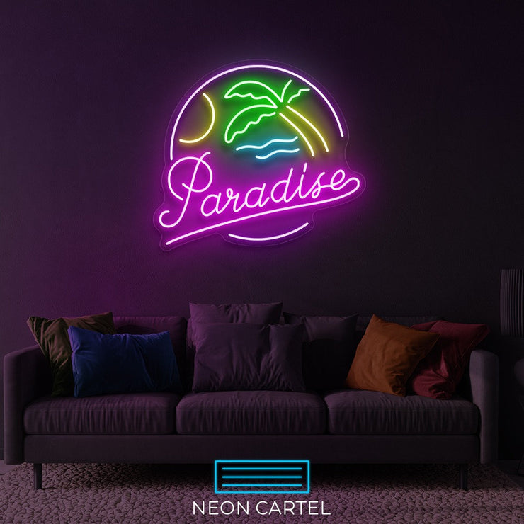 Paradise LED Neon Sign, Hawaii Beach Sign Neon Sign, Miami Beach Neon Room Light, Palm Tree Neon Light, Paradise Unique Decor