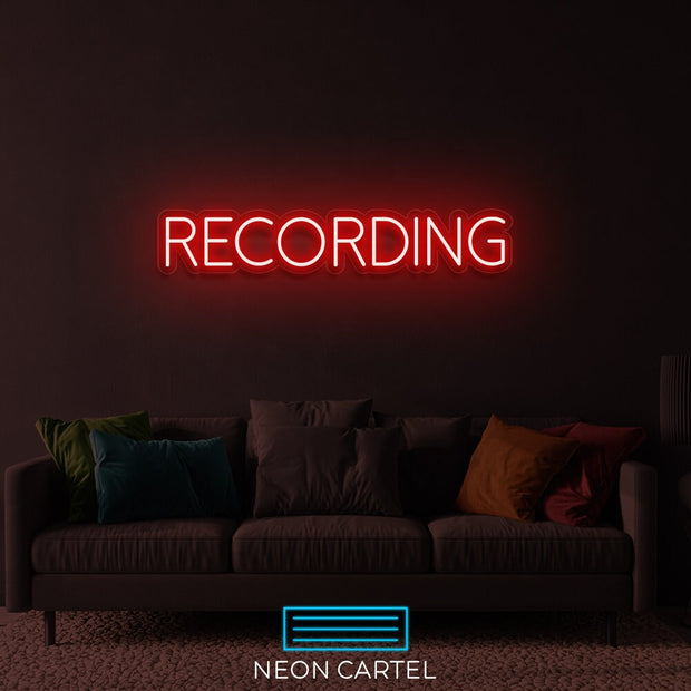 Recording Neon Art Sign Light Lamp Illuminate Shop Office Living Room Interior Design Custom