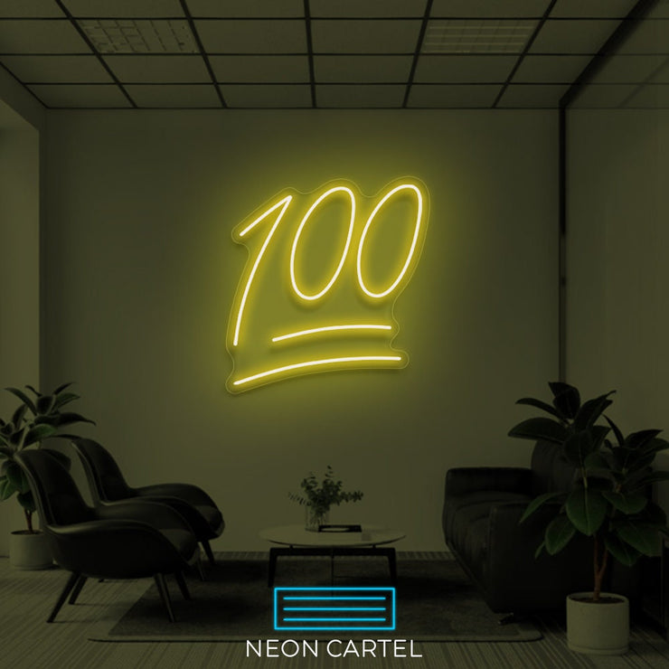 100 Sign Neon Light, Led Neon Sign Light, Illuminated 100 Sign Neon Light, Custom Sign Neon Light, Café Restaurant Neon Sign Wall Décor