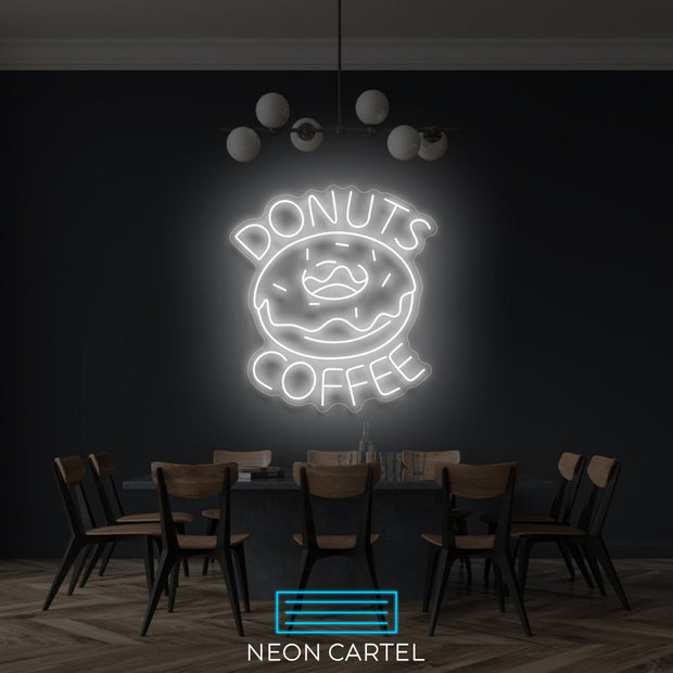 Coffee Donuts Neon Art Sign Light Lamp Illuminate Shop Office Living Room Interior Design