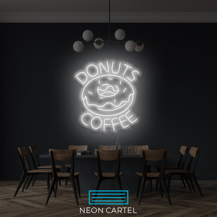 Coffee Donuts Neon Art Sign Light Lamp Illuminate Shop Office Living Room Interior Design