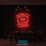 Coffee Donuts Neon Art Sign Light Lamp Illuminate Shop Office Living Room Interior Design