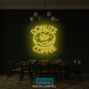 Coffee Donuts Neon Art Sign Light Lamp Illuminate Shop Office Living Room Interior Design