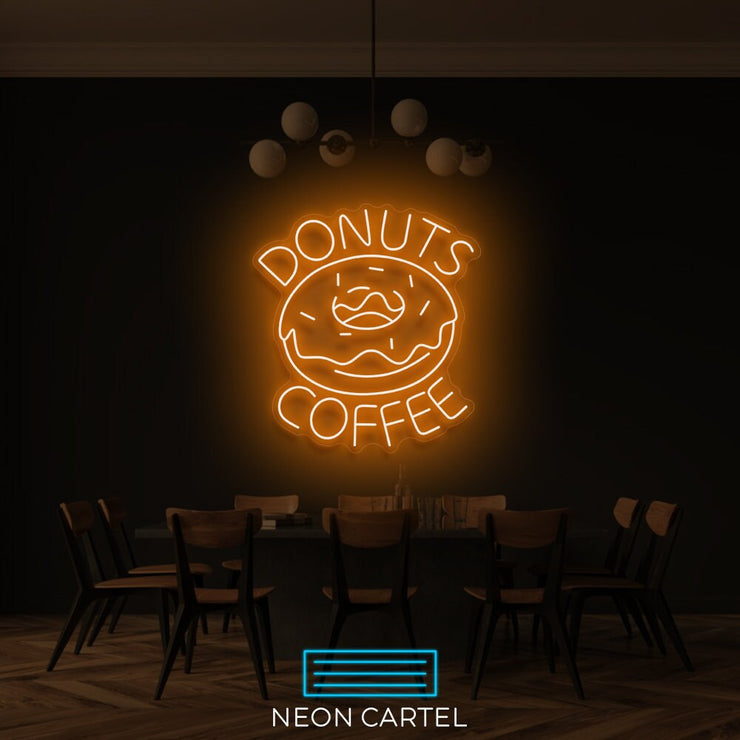 Coffee Donuts Neon Art Sign Light Lamp Illuminate Shop Office Living Room Interior Design