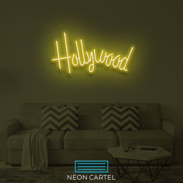 Hollywood Neon Sign, Hollywood Art Sign Light, LED Neon Sign Light, Los Angeles Hollywood Illuminated Neon Sign, Café Flex Neon Sign Light