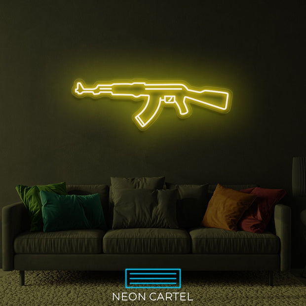 AK47 Gun Neon Sign, AssaultRifle  Neon Sign Light, GunLife Neon Sign Light, SecondAmendment Neon Sign, AK47 Flex Neon Sign Light,