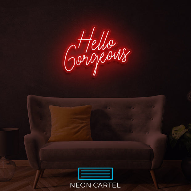 Hello Gorgeous Neon Sign, Bright And Beautiful Neon Sign Light, Hello Neon Sign Light, Hello Gorgeous Neon Sign, Hello Flex Neon Sign Light,